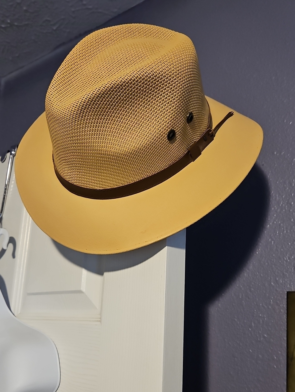 Tombstone Men's Summer Fedora Hat - Mustard Yellow with Brown Band
